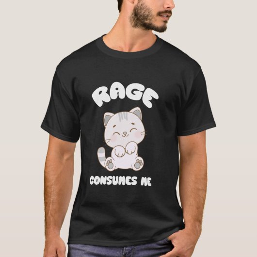 T-shirt Mème de chat : la rage me consume (Devant)