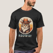 T-shirt Mème de chat Meowdy Mashup drôle entre Meow Howdy (Devant)