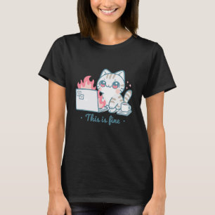T-shirt Mème de chat mignon Chaos de bureau Humour Burnout