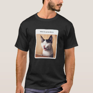 T-shirt Mème de chat Quand je suis à la bibliothèque Bibli
