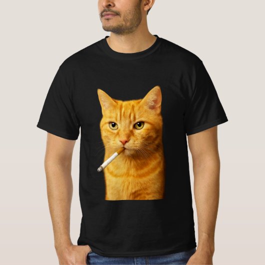T-shirt Mème de chat stupide cool drôle chat fumant cigare (Devant)