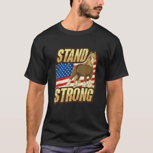 T-shirt Mème de cheval de trait avec design de drapeau amé (Devant)