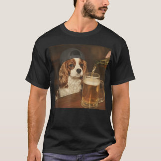 T-shirt Mème de chien drôle buvant de la bière Cavalier Ki
