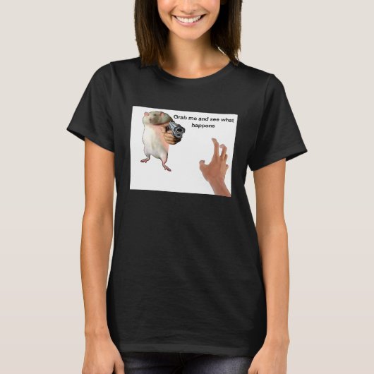 T-shirt Mème de rat gras mignon étant attrapé (Devant)