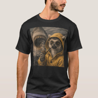 T-shirt Mème de Requin Attaquant Lémurien Drôle Fumant la