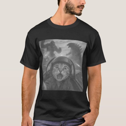 T-shirt Mème de selfie de chat pilote (Devant)