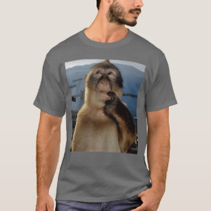 T-shirt Mème de singe pensant drôle Curieux singe Brainrot