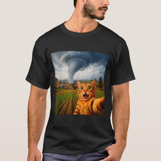 T-shirt Mème de Tornade de Selfie de Chat Drôle (Devant)