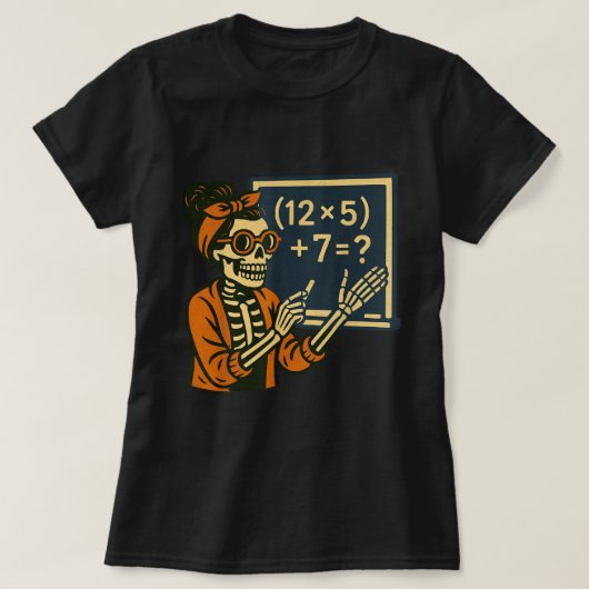 T-shirt Mème d'Halloween 67 Enseignant squelette de maths  (Design devant)