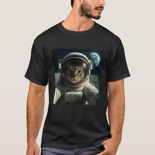 T-shirt Mème drôle de chat astronaute dans l'espace extra- (Devant)