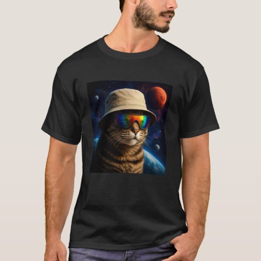 T-shirt Mème drôle de chat astronaute de l'espace (Devant)