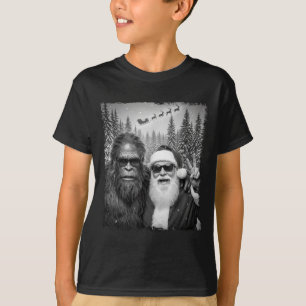T-shirt Mème drôle de Sasquatch Photo cool avec Santa Noël