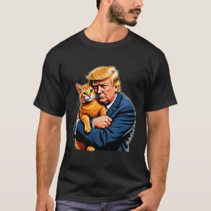 T-shirt Mème drôle de Trump étreignant un chat orange pour