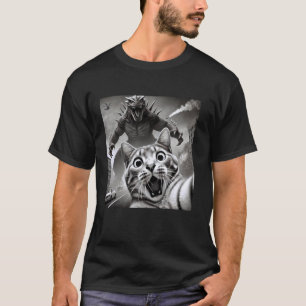 T-shirt Même drôle surpris chat humour kaiju bâtiment de