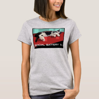 T-shirt Mème du chat smoking Batterie sociale 1% – Chat en