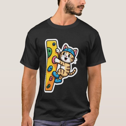 T-shirt Mème du mur de bouldering Chat Grimpeur (Devant)