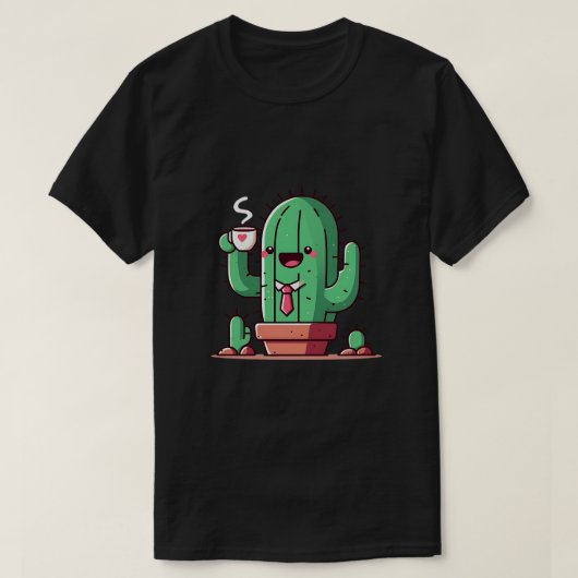 T-shirt Même les cactus boivent du café (Design devant)