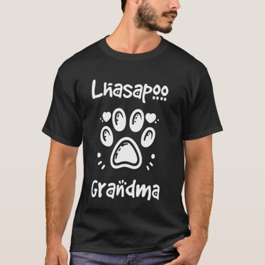 T-shirt Mémé Lhasapoo mélange de Lhasa Apso et Caniche Gra (Devant)