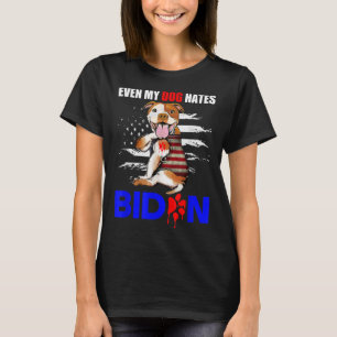 T-shirt Même mon chien déteste Biden USA Drapeau Pitbull T