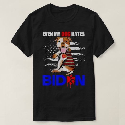 T-shirt Même mon chien déteste Biden USA Drapeau Pitbull T (Design devant)