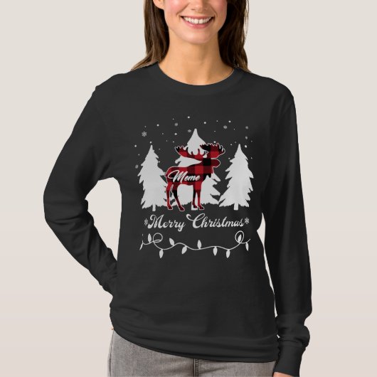 T-shirt Meme Moose Buffalo Red Plaid Christmas Matching Fa (Devant)