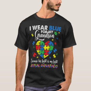 T-shirt Mémé Pépé Je Porte Bleu Pour Mon Petit-Fils Autism
