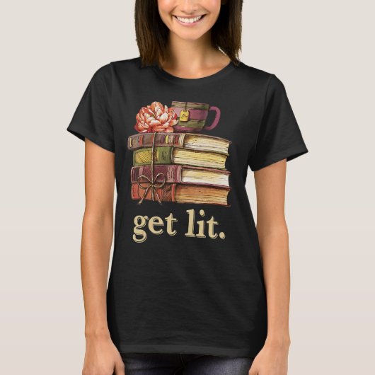 T-shirt Mème pour la lecture de livres Obtenez Lit avec de (Devant)