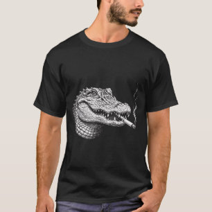 T-shirt Mémé visage d'alligator vintage drôle fumant une c