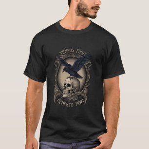 T-shirt Memento Mori Vie Corbeau Tempus Fugit Sombre Gothi