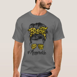 T-shirt Memere Life Messy Cheveux Bun Leopard Femmes Mère