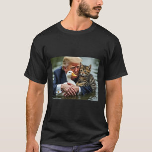 T-shirt Mèmes drôles de chat et de canard Trump Noël Hallo