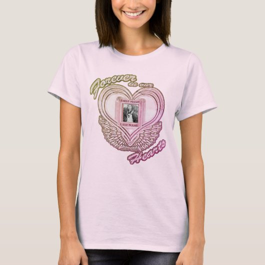 T-shirt Mémorial | Ajouter une photo Heart Angel ailes (Devant)