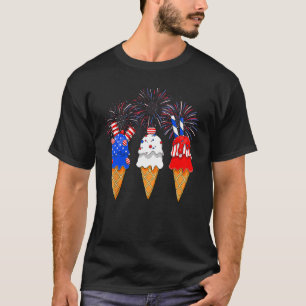 T-shirt Memorial Day 4 juillet Holiday Patriotic Ice Cre