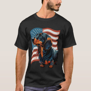 T-shirt Memorial Day Dachshund USA Drapeau américain 4th J
