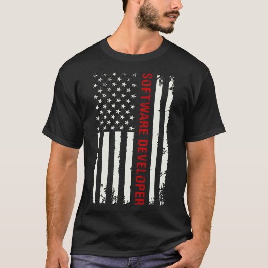 T-shirt Memorial Day développeur logiciel drapeau usa patr (Devant)