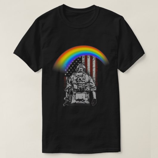 T-shirt Memorial Day Rainbow American Flag (Design devant)