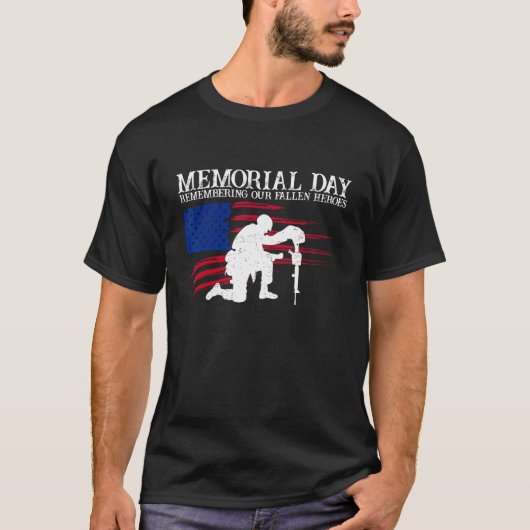 T-shirt Memorial Day Remembering Our Fallen Heroes US Flag (Devant)