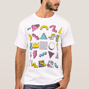 T-shirt Memphis des années 90 : Eléments de design pop.
