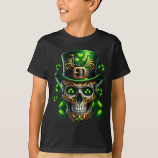 T-shirt Men Irish Skull Shamrock Leprechaun Ireland St Pat