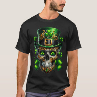 T-shirt Men Irish Skull Shamrock Leprechaun Ireland St Pat