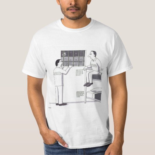 T-shirt Men n Jail Looking Outside One Looking Up One Down (Devant)