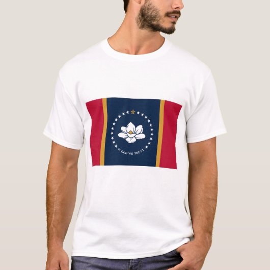 T-shirt Men T Shirt with Flag of Mississippi State, USA (Devant)