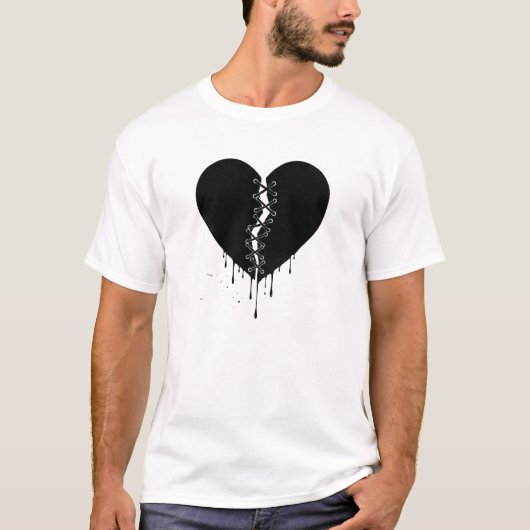 T-shirt Mended Midnight: Stitched Obsidian Heart (Devant)