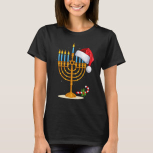 T-shirt Menorah Chapeau de Père Noël Chanukah Hanukkah Jui