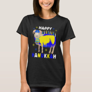 T-shirt Menorah de Hanukkah joyeuse Mouton portant un chap