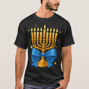 T-shirt Menorah de Hanukkah Joyeux Hanukkah Nœud Coquette