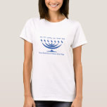 T-shirt Menorah de sept branches de l'Israël et du Shema<br><div class="desc">Menorah de sept branches de l'Israël et de la couleur de bleu de Shema Israël</div>