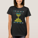 T-shirt Menorah éclaire joyeusement Hanoukka juive mûre Ch<br><div class="desc">Menorah éclaire joyeusement Hanoukka juive mûre Chanukah 1</div>