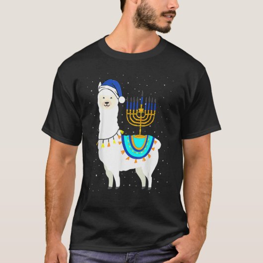 T-shirt Menorah Hanukkah Llama Cute Alpaca Chanukah Christ (Devant)