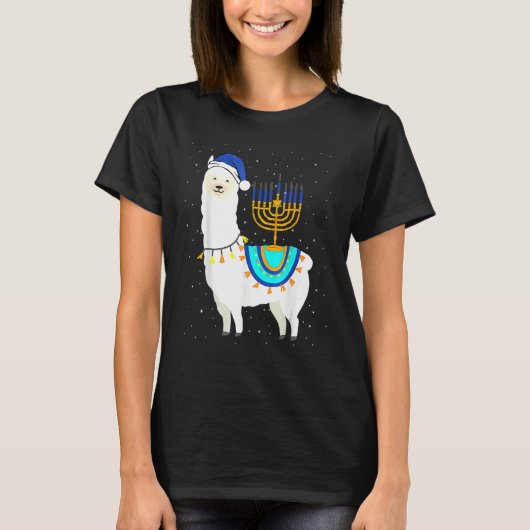 T-shirt Menorah Hanukkah Llama Cute Alpaca Chanukah Christ (Devant)
